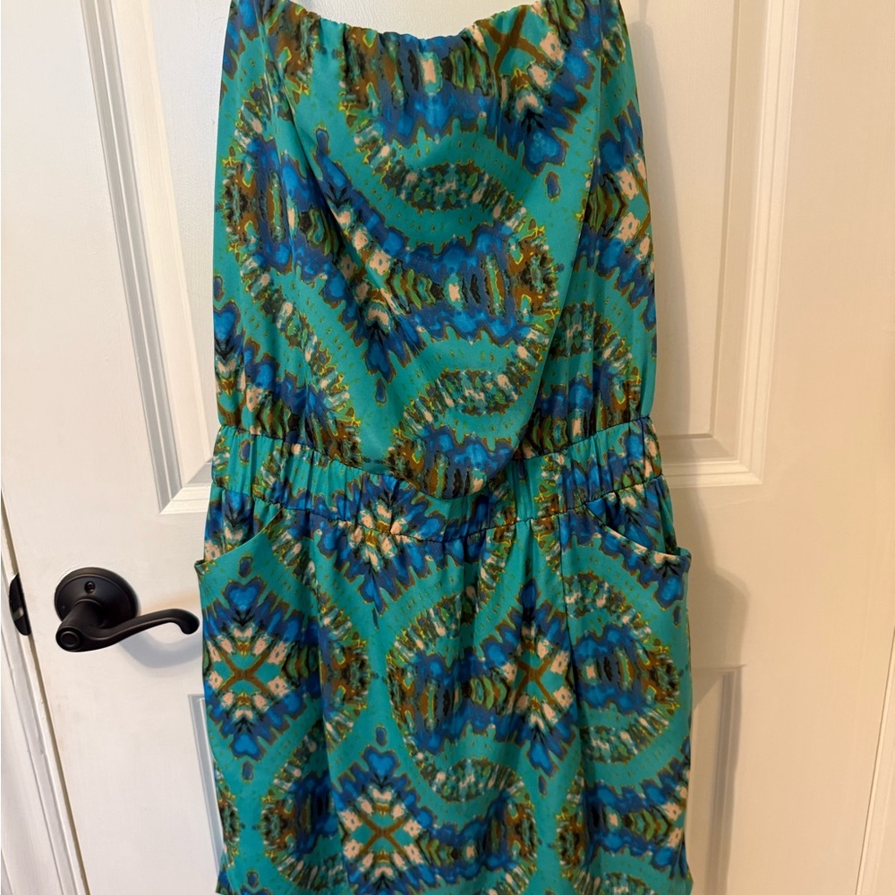 Collective Concepts Teal & Blue Printed Mini Dress